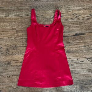 GAP Red Satin Square-Neck Mini Dress